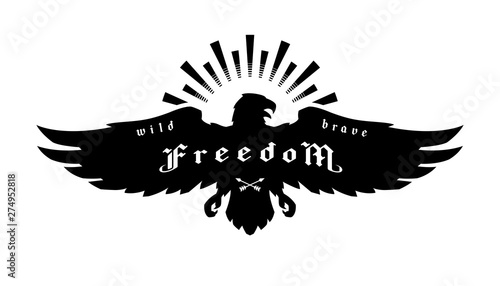Eagle emblem, symbol of freedom. Vector illustration.