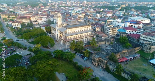 Aerial. Stone town, Zanzibar, Tanzania.