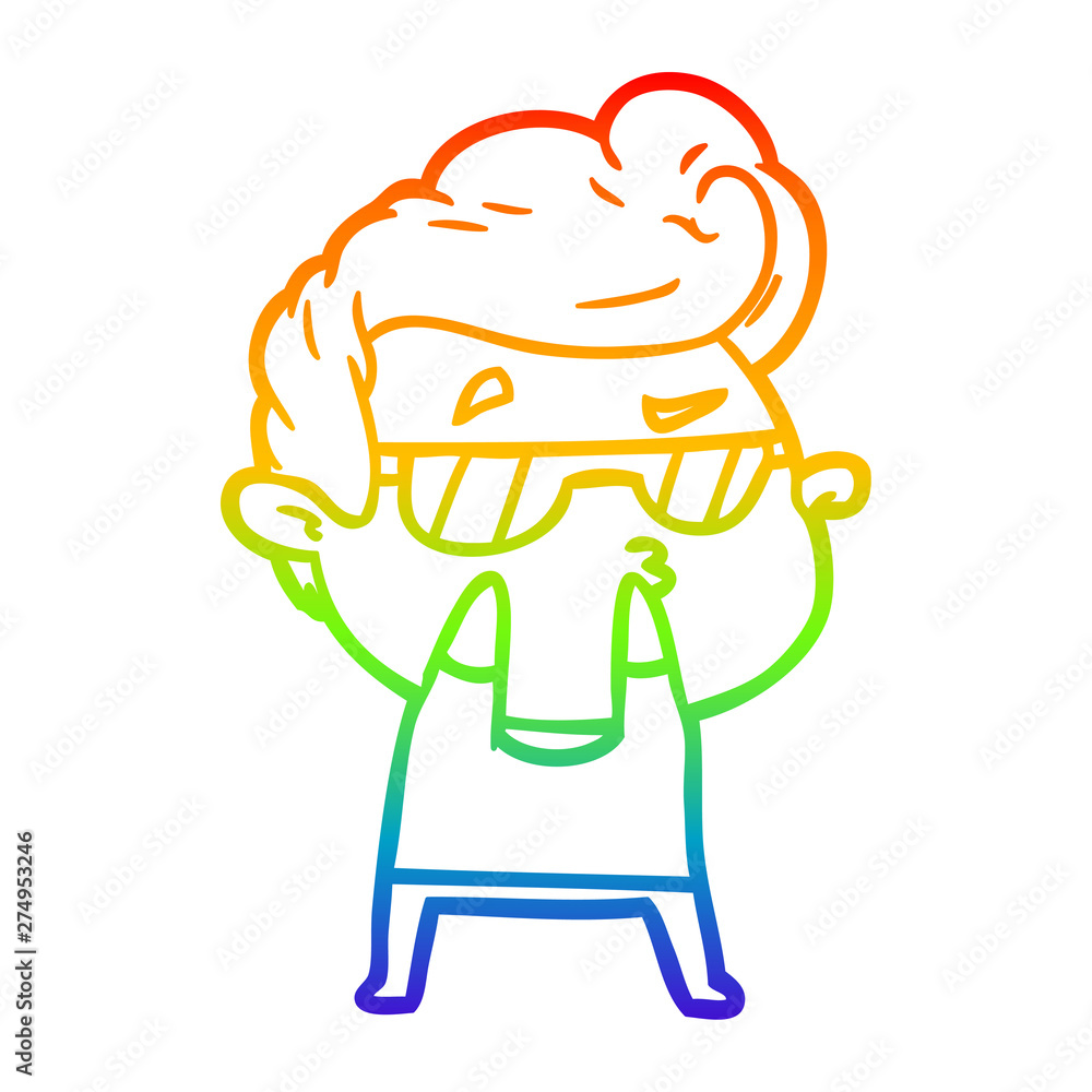 rainbow gradient line drawing cartoon cool guy rainbow gradient line drawing cartoon cool guy