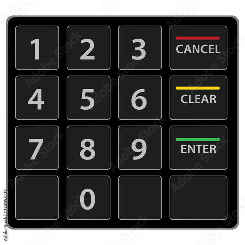 Atm keypad isolated on white. Vector version.