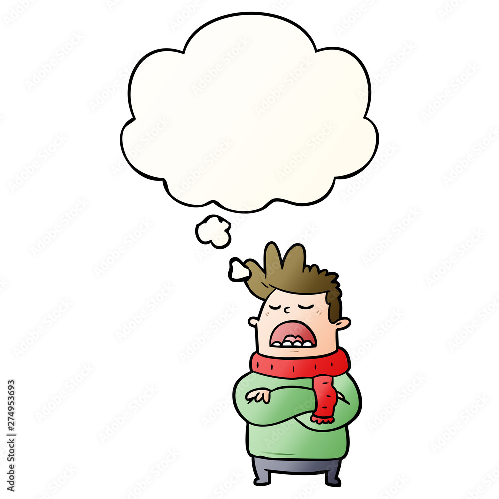 cartoon obnoxious man and thought bubble in smooth gradient style cartoon obnoxious man and thought bubble in smooth gradient style