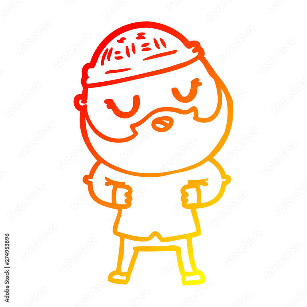 warm gradient line drawing cartoon man with beard warm gradient line drawing cartoon man with beard