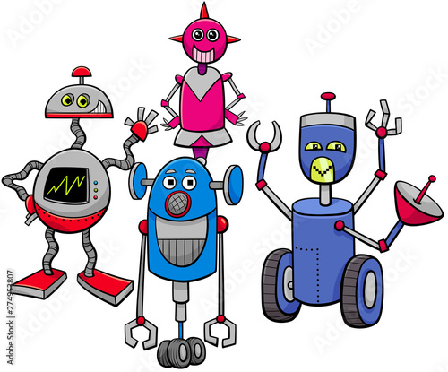 robots or droids cartoon characters group