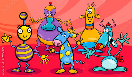cartoon fantasy alien characters group