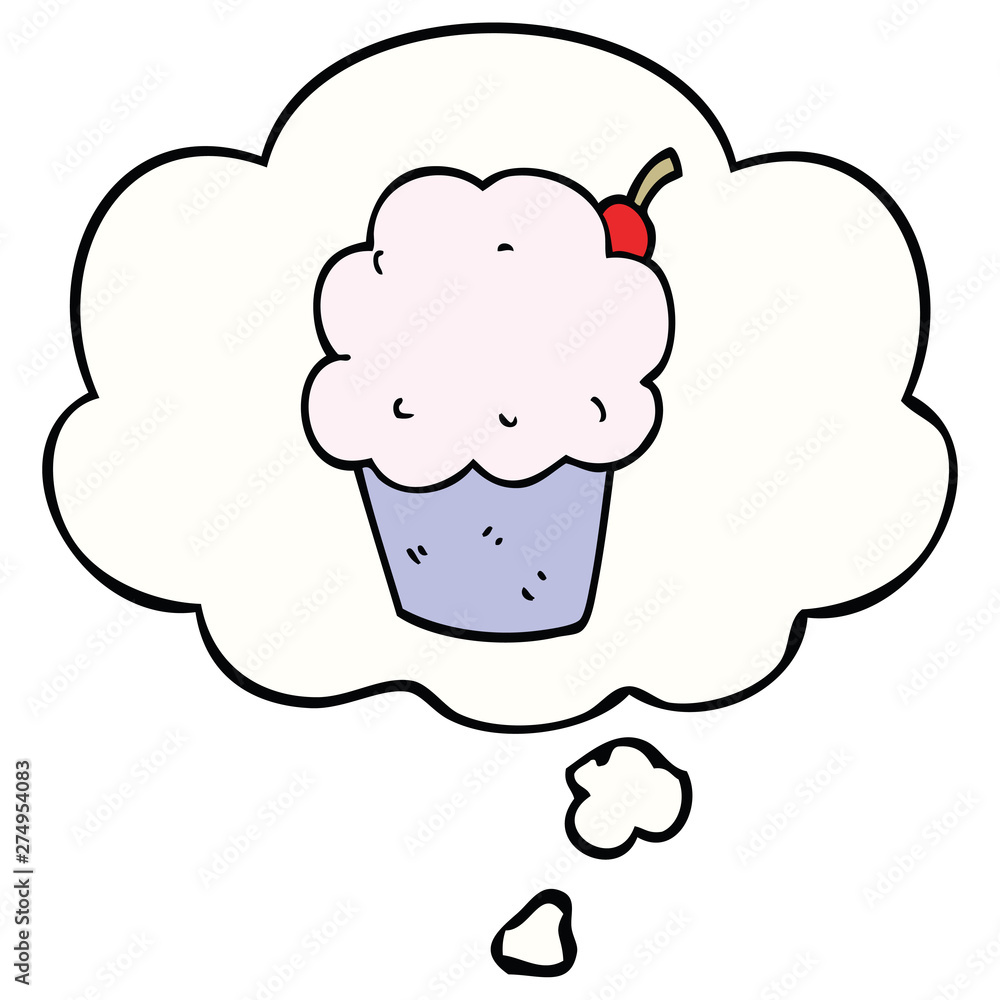 cartoon cupcake and thought bubble cartoon cupcake and thought bubble