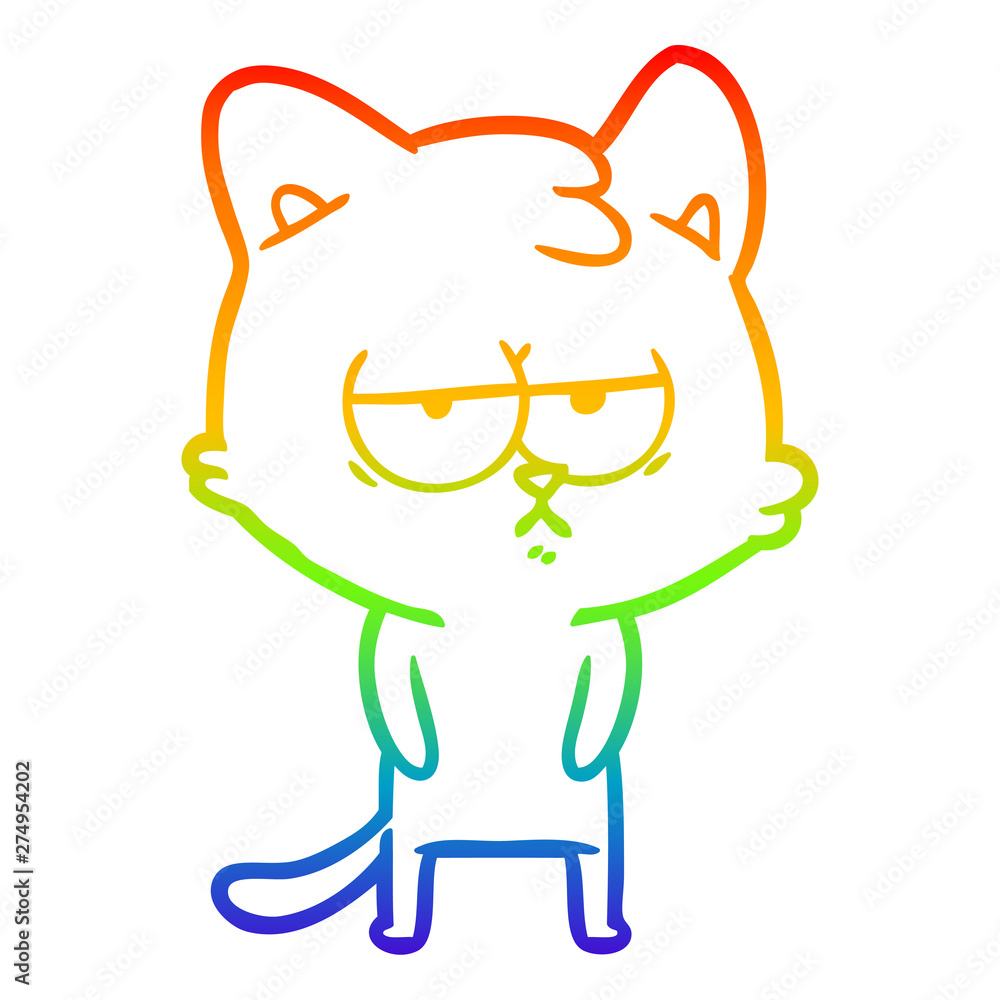 rainbow gradient line drawing bored cartoon cat rainbow gradient line drawing bored cartoon cat