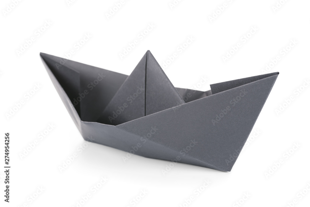 Black paper boat isolated