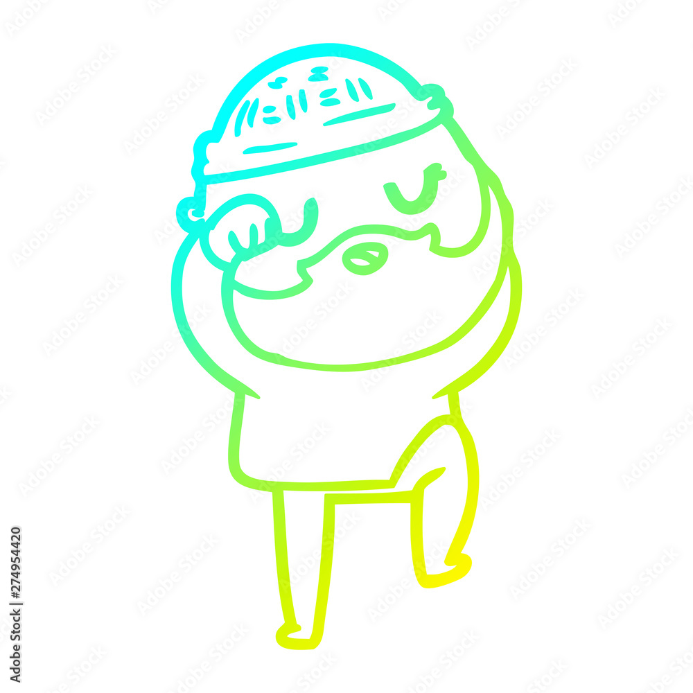 cold gradient line drawing cartoon man with beard cold gradient line drawing cartoon man with beard