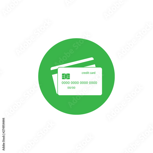 Credit card icon. Vector illustration, flat design.