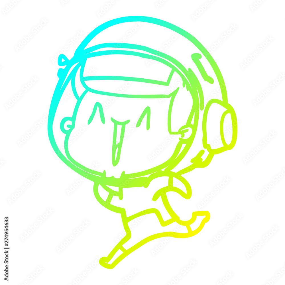 cold gradient line drawing happy cartoon astronaut cold gradient line drawing happy cartoon astronaut
