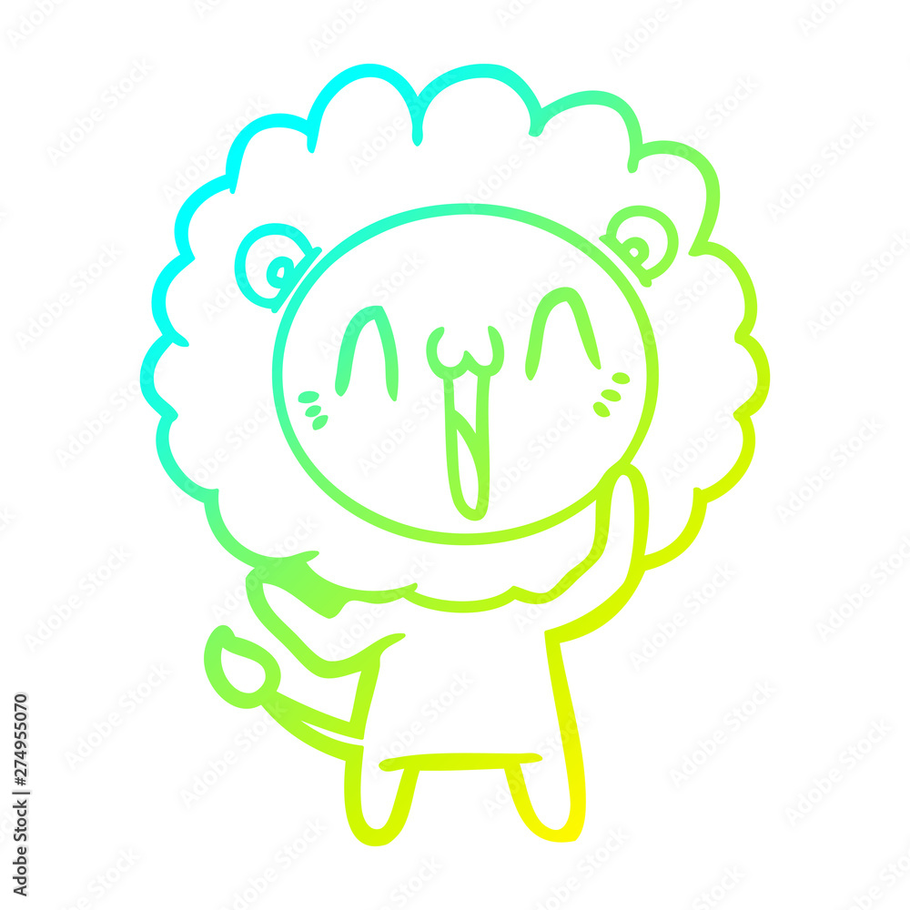 cold gradient line drawing happy cartoon lion cold gradient line drawing happy cartoon lion