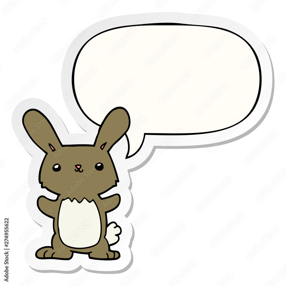 cute cartoon rabbit and speech bubble sticker cute cartoon rabbit and speech bubble sticker
