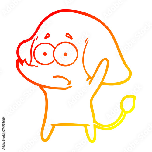 warm gradient line drawing cartoon unsure elephant