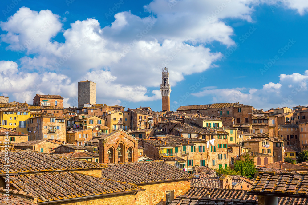 Downtown Siena skyline in Italy