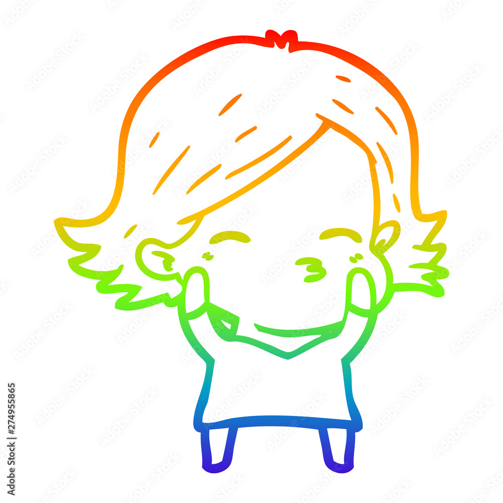 rainbow gradient line drawing cartoon woman rainbow gradient line drawing cartoon woman