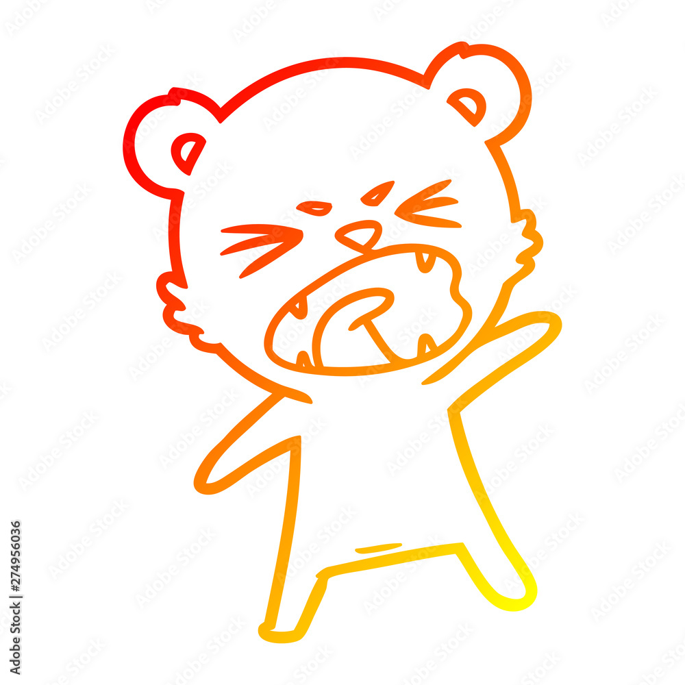 warm gradient line drawing angry cartoon polar bear warm gradient line drawing angry cartoon polar bear