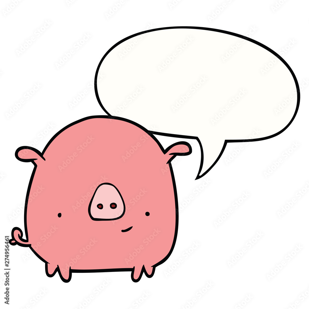 cartoon happy pig and speech bubble cartoon happy pig and speech bubble