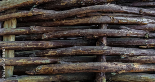 Wicker wooden basket close up