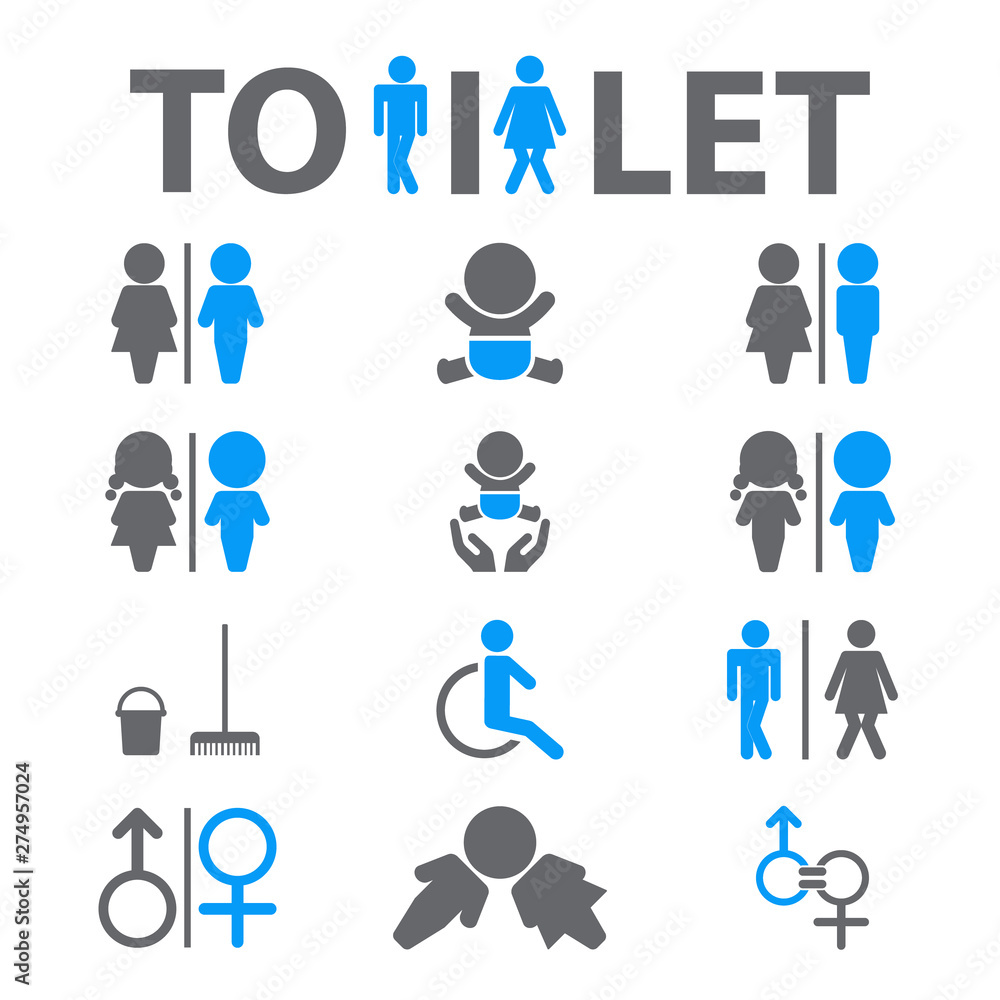 WC icon. Toilet sign. Vector Illustration icons for print and web. WC icon. Toilet sign. Vector Illustration icons for print and web.