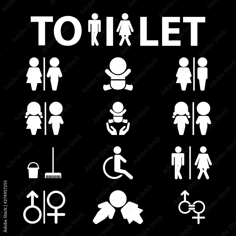 WC icon. Toilet sign. Vector Illustration icons for print and web. WC icon. Toilet sign. Vector Illustration icons for print and web.