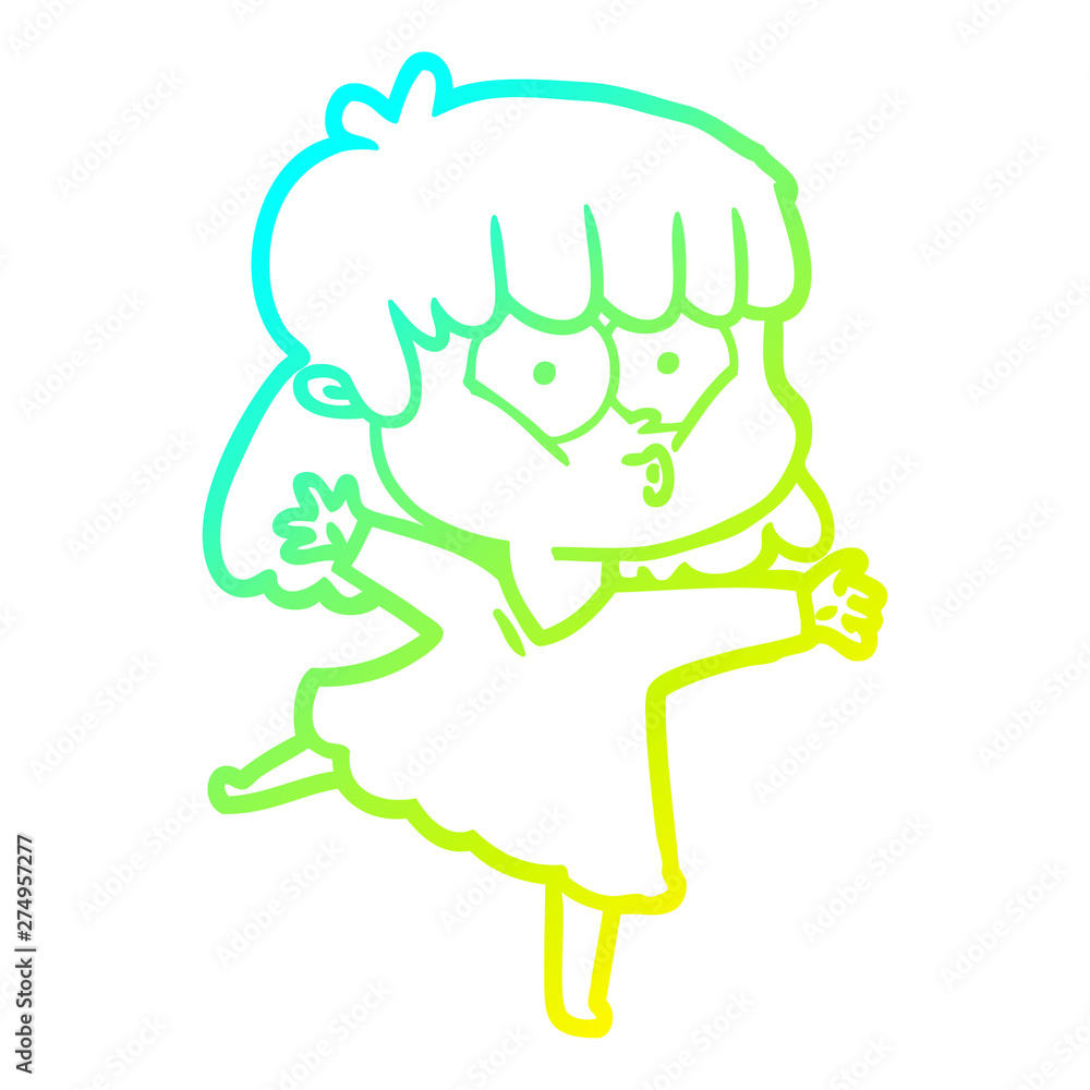 cold gradient line drawing cartoon whistling girl cold gradient line drawing cartoon whistling girl