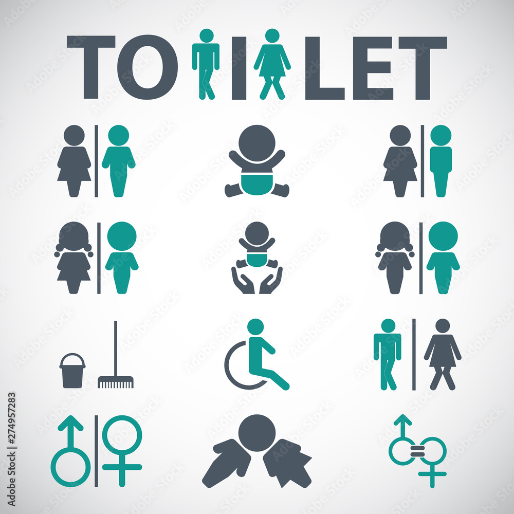 WC icon. Toilet sign. Vector Illustration icons for print and web.	