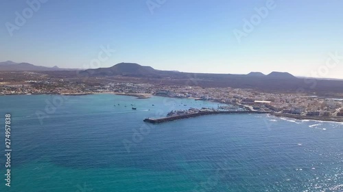 aerial view of corralejo's harbor