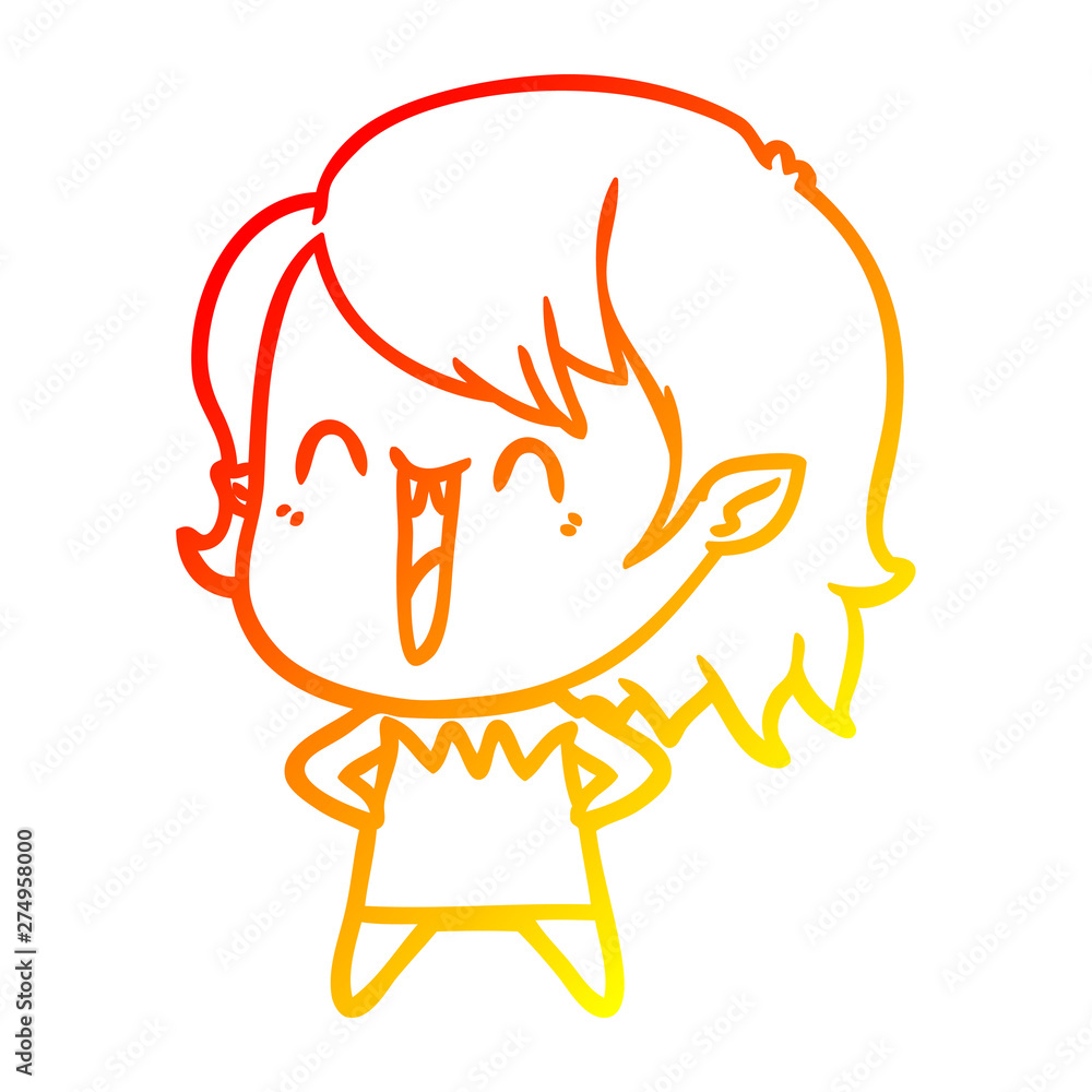 warm gradient line drawing cute cartoon happy vampire girl warm gradient line drawing cute cartoon happy vampire girl
