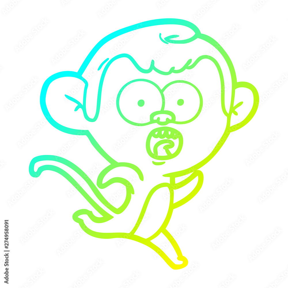 cold gradient line drawing cartoon shocked monkey cold gradient line drawing cartoon shocked monkey