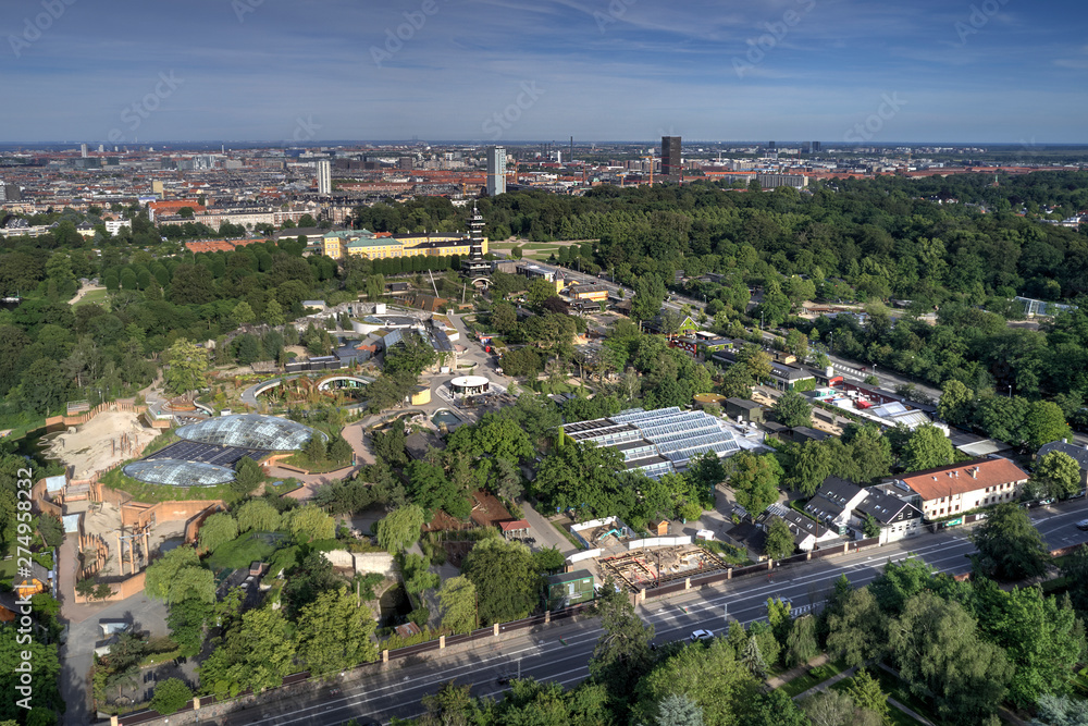 Aerial view of Copenhagen Zoo located in Frederiksberg, Denmark