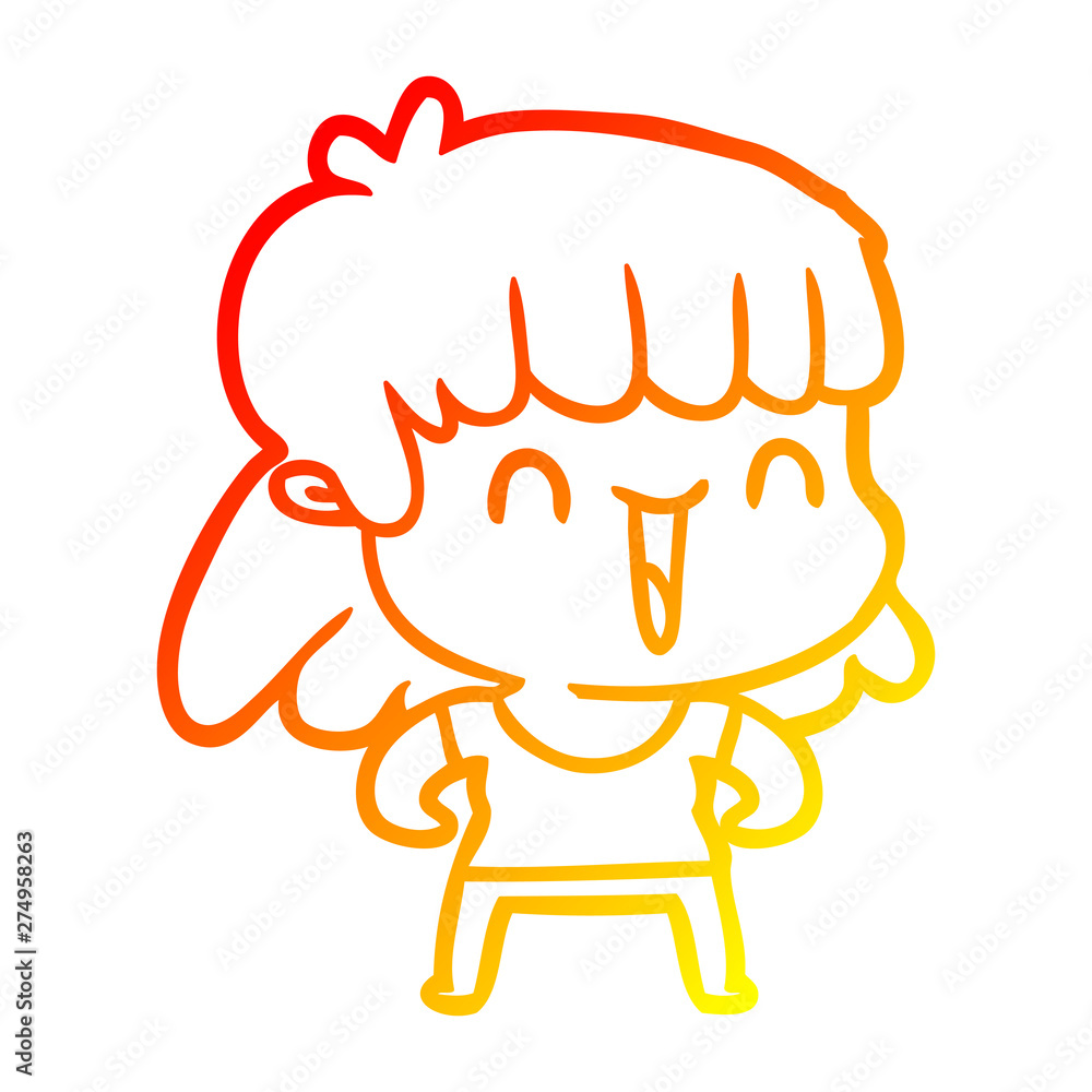 warm gradient line drawing cartoon woman warm gradient line drawing cartoon woman