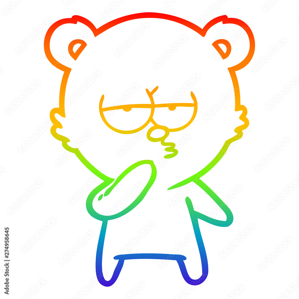 rainbow gradient line drawing bored polar bear cartoon rainbow gradient line drawing bored polar bear cartoon