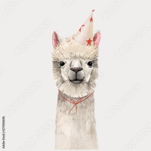 Watercolor lama vector portrait