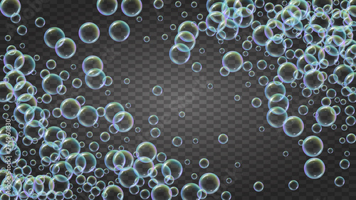 Bubble background with shampoo foam and detergent soap.