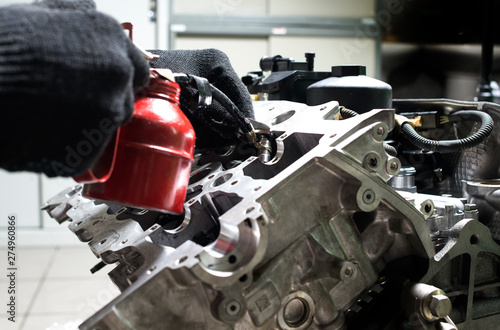 V8 car engine close-up