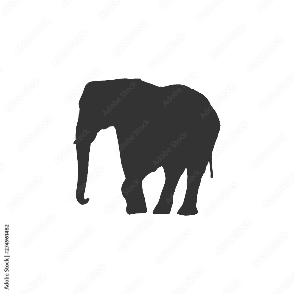 Fototapeta premium Big Elephant isolated on white background. Vector illustration, animal silhouette.