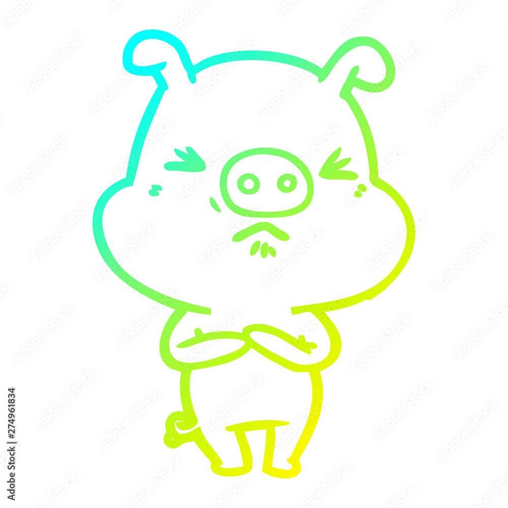cold gradient line drawing cartoon angry pig cold gradient line drawing cartoon angry pig