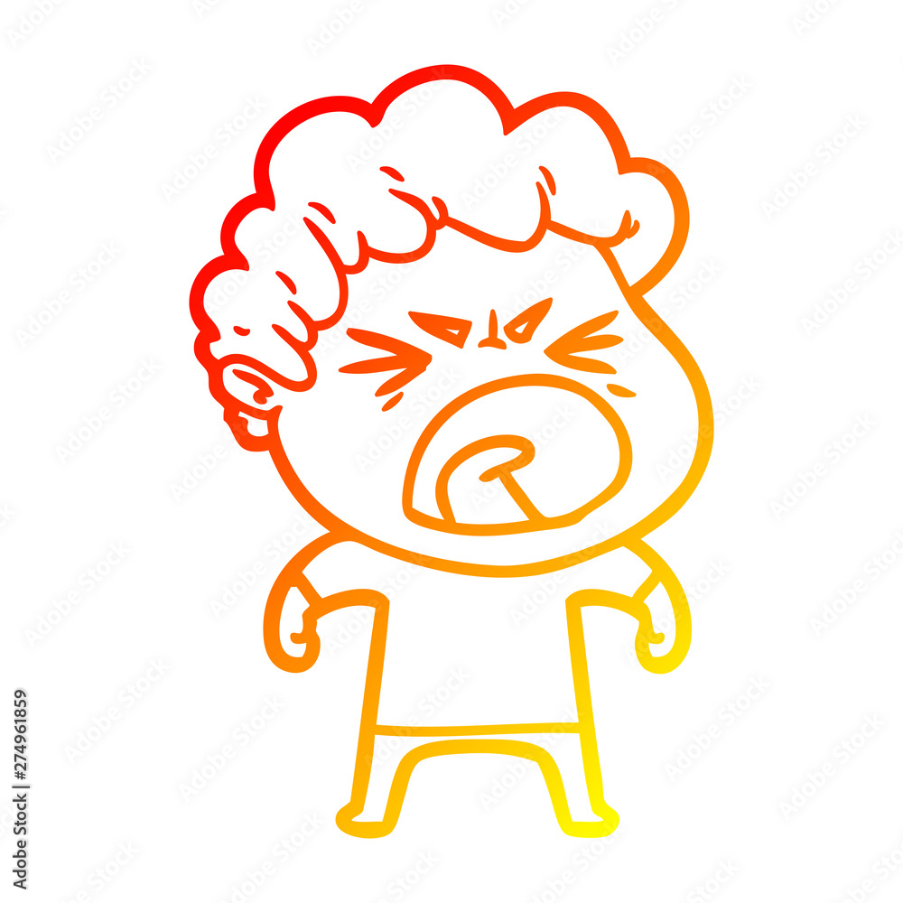 warm gradient line drawing cartoon furious man warm gradient line drawing cartoon furious man
