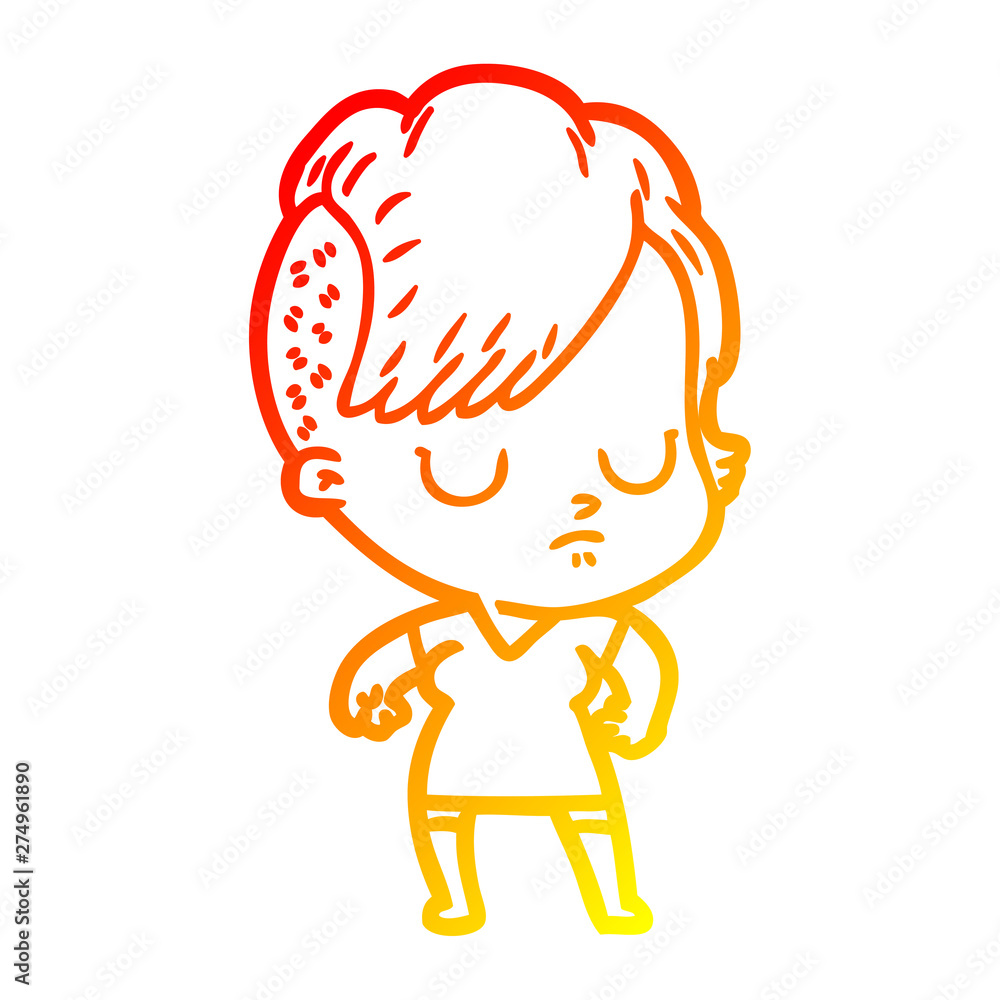 warm gradient line drawing cartoon woman warm gradient line drawing cartoon woman