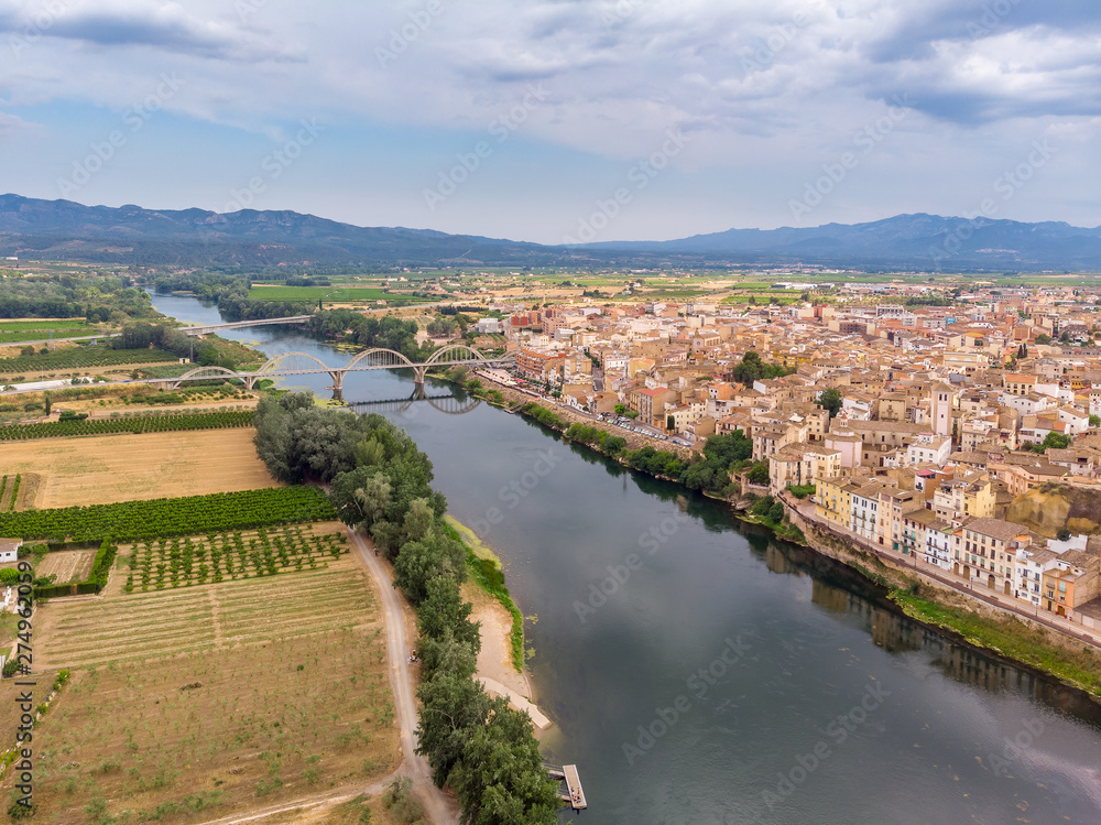 View of Mora D'Ebre, Catalonia, Spain. Drone aerial photo