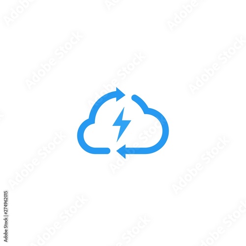 cloud charger charging rotate recycle arrow spark lighting logo vector icon illustration