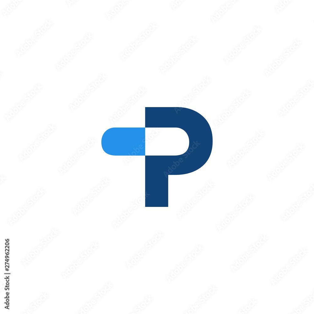 p letter pill logo vector icon illustration - obrazy, fototapety, plakaty 