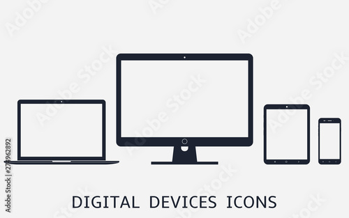 Set of digital devices icons vector illustration of responsive web design