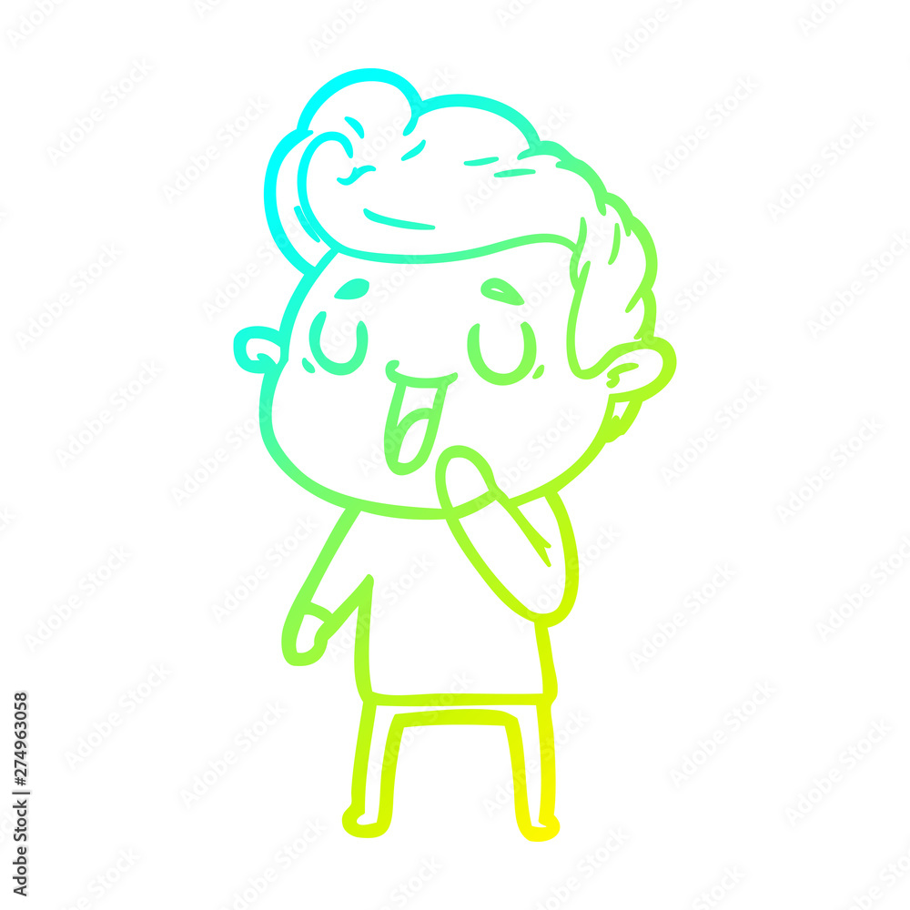 cold gradient line drawing happy cartoon man