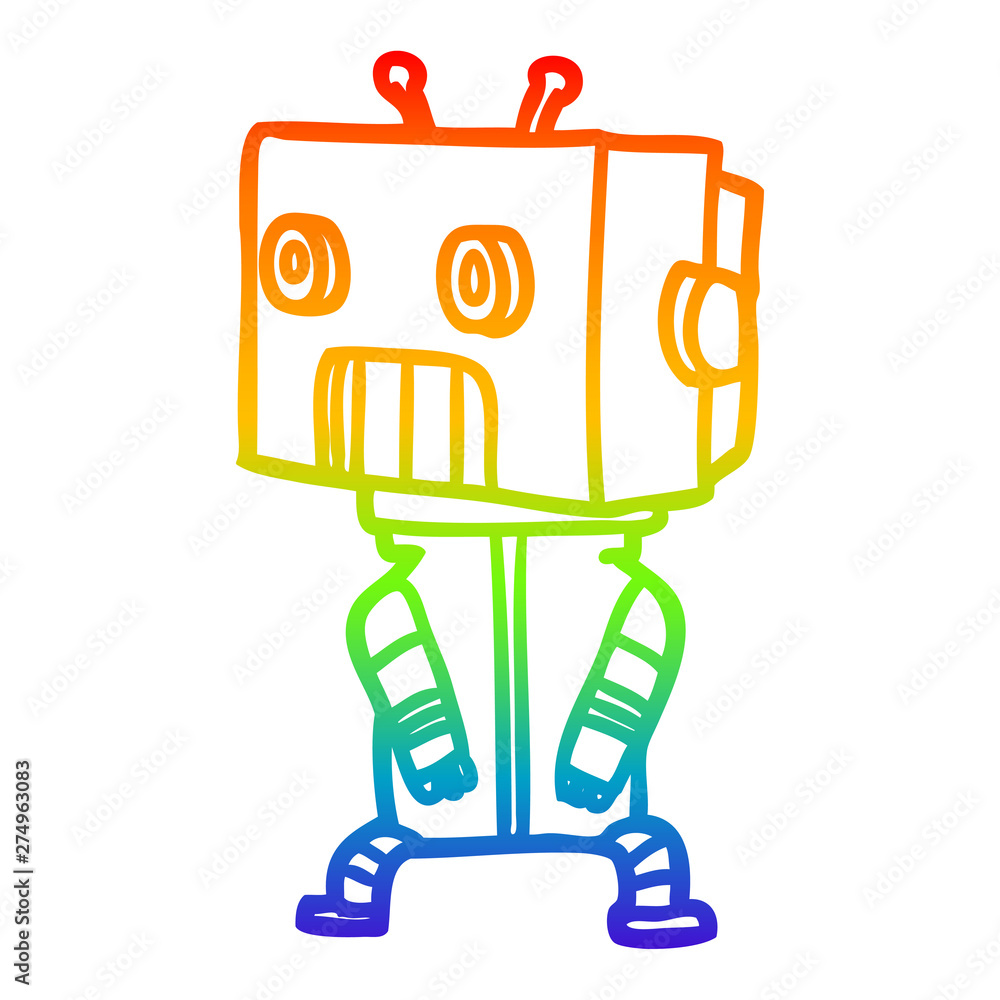 rainbow gradient line drawing cartoon robot rainbow gradient line drawing cartoon robot