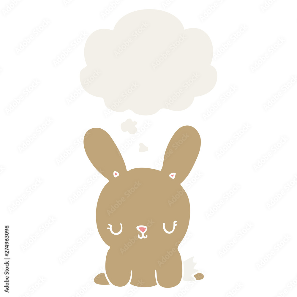 cute cartoon rabbit and thought bubble in retro style cute cartoon rabbit and thought bubble in retro style