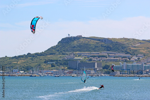 kitesurfer in Portland harbour, Dorset