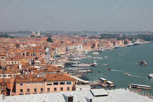 Fototapeta Naklejka Na Ścianę i Meble -  Panoramic view of Venice city with historic buildings and coast