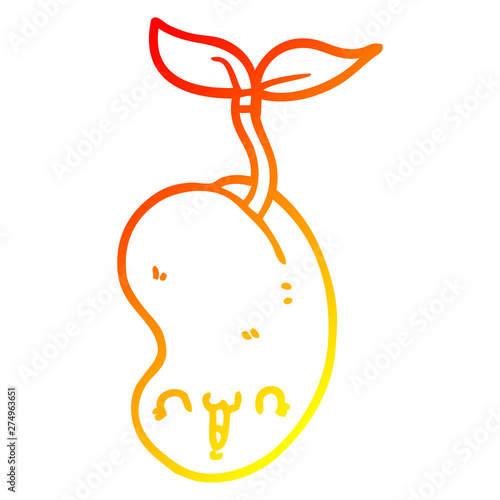 warm gradient line drawing cute cartoon seed sprouting