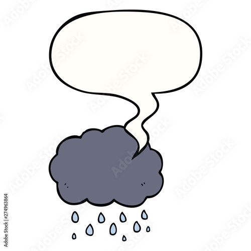 cartoon cloud raining and speech bubble